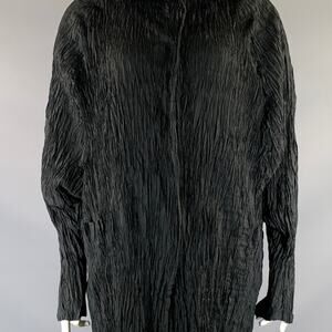 &.SHU Size 6 Black Polyester Pleated Snap buttons Jacket